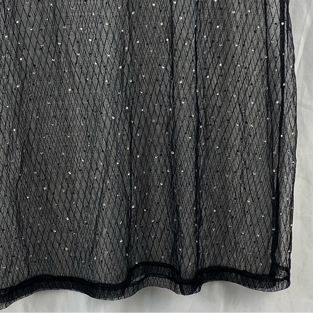 Fashion Nova Black Sheer Short Sleeve Dress with Silver Accents Size Medium - Picture 15 of 16